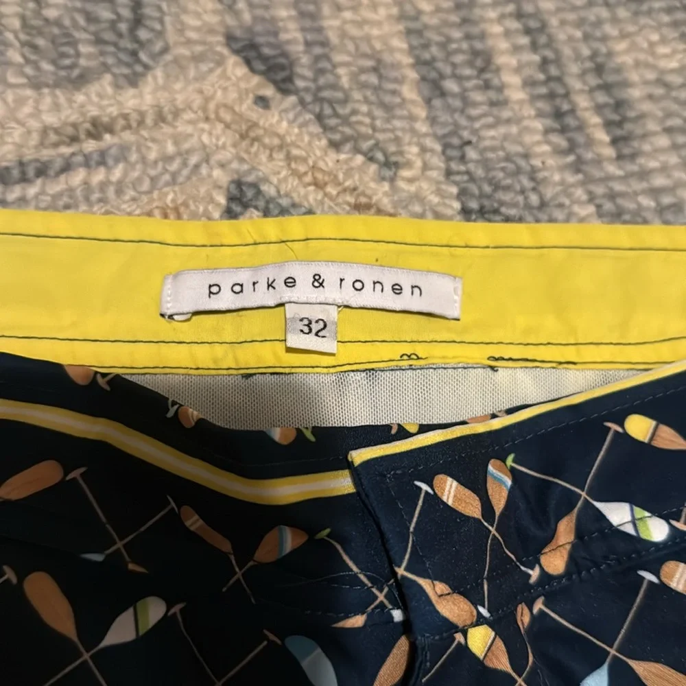 Parke & Ronen Men’s Swimming Trunks Mesh Liner Paddle Oar Pattern Size 32